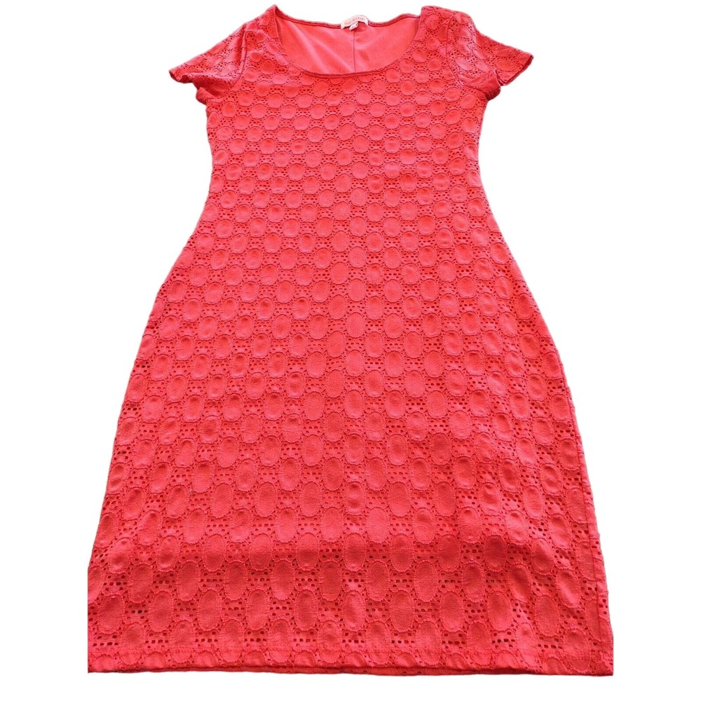 BEAUTIFUL ISAAC MIZRAHI WOMEN'S LACED CORAL SHORT SLEEVED DRESS. SUMMER!